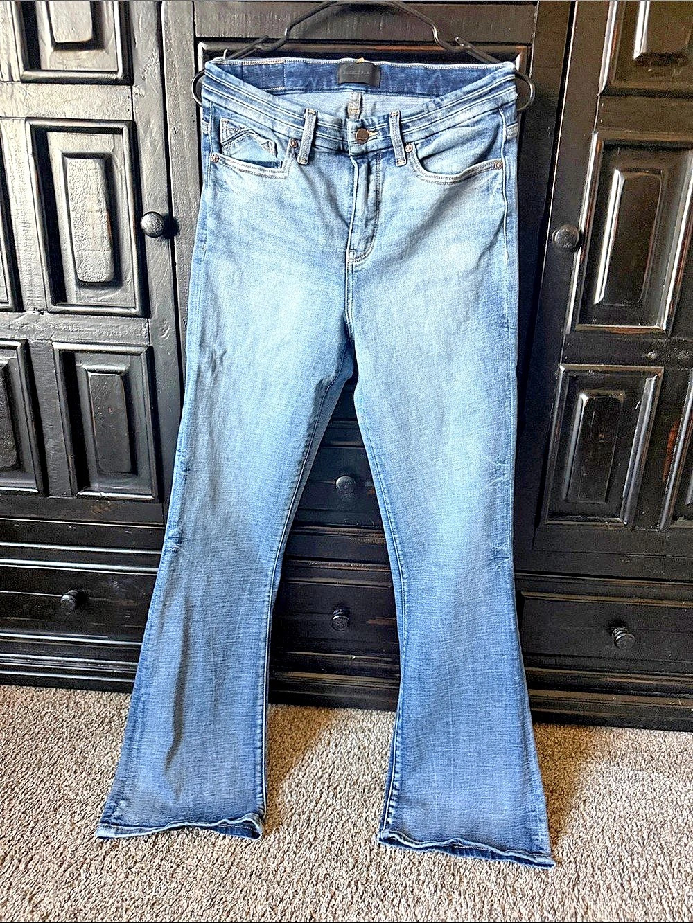 Buckle Black Bootcut Jeans Blue Waist 28